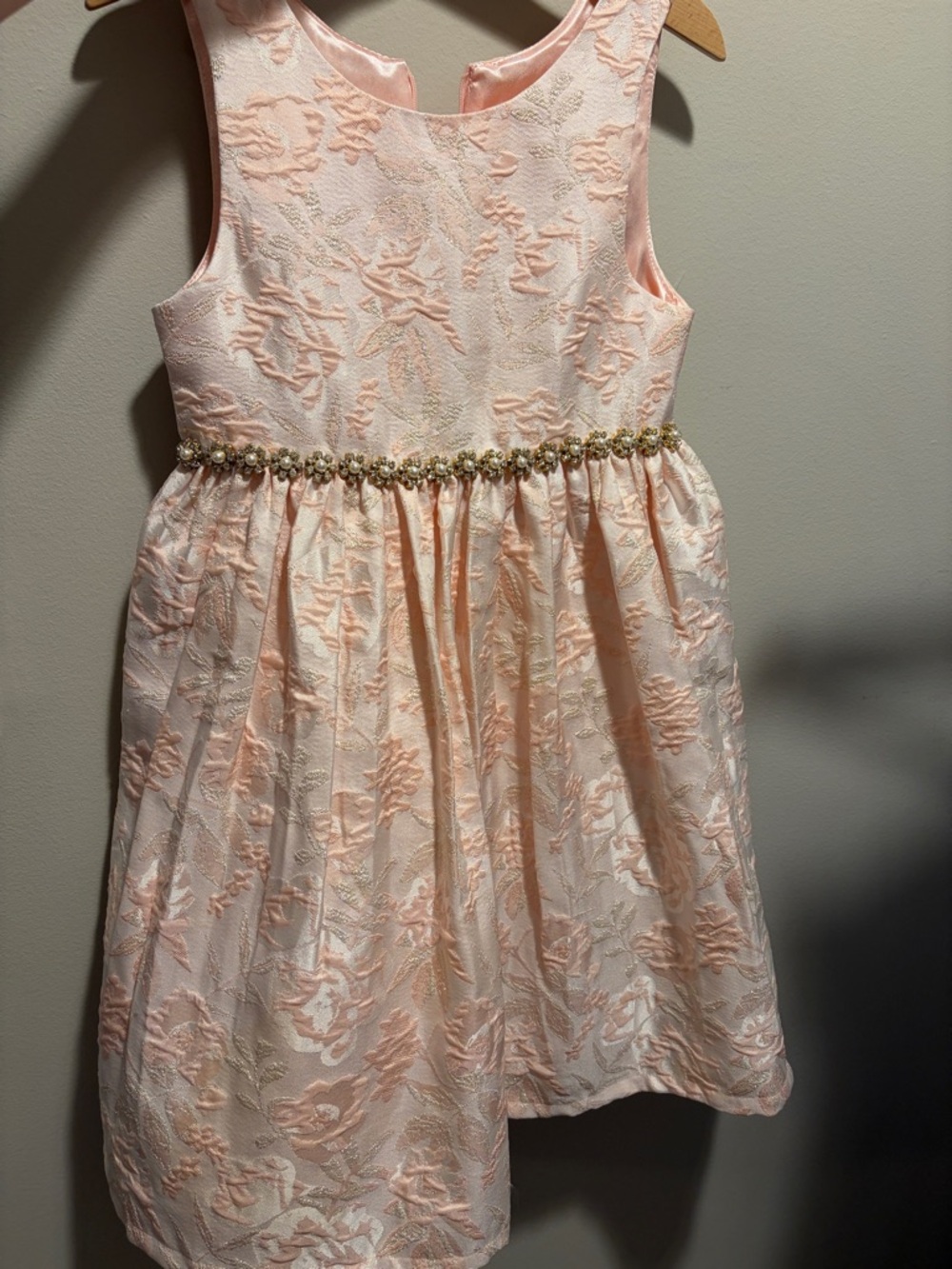 American Princess Pale Pink Floral Pearl-Waist Party Dress